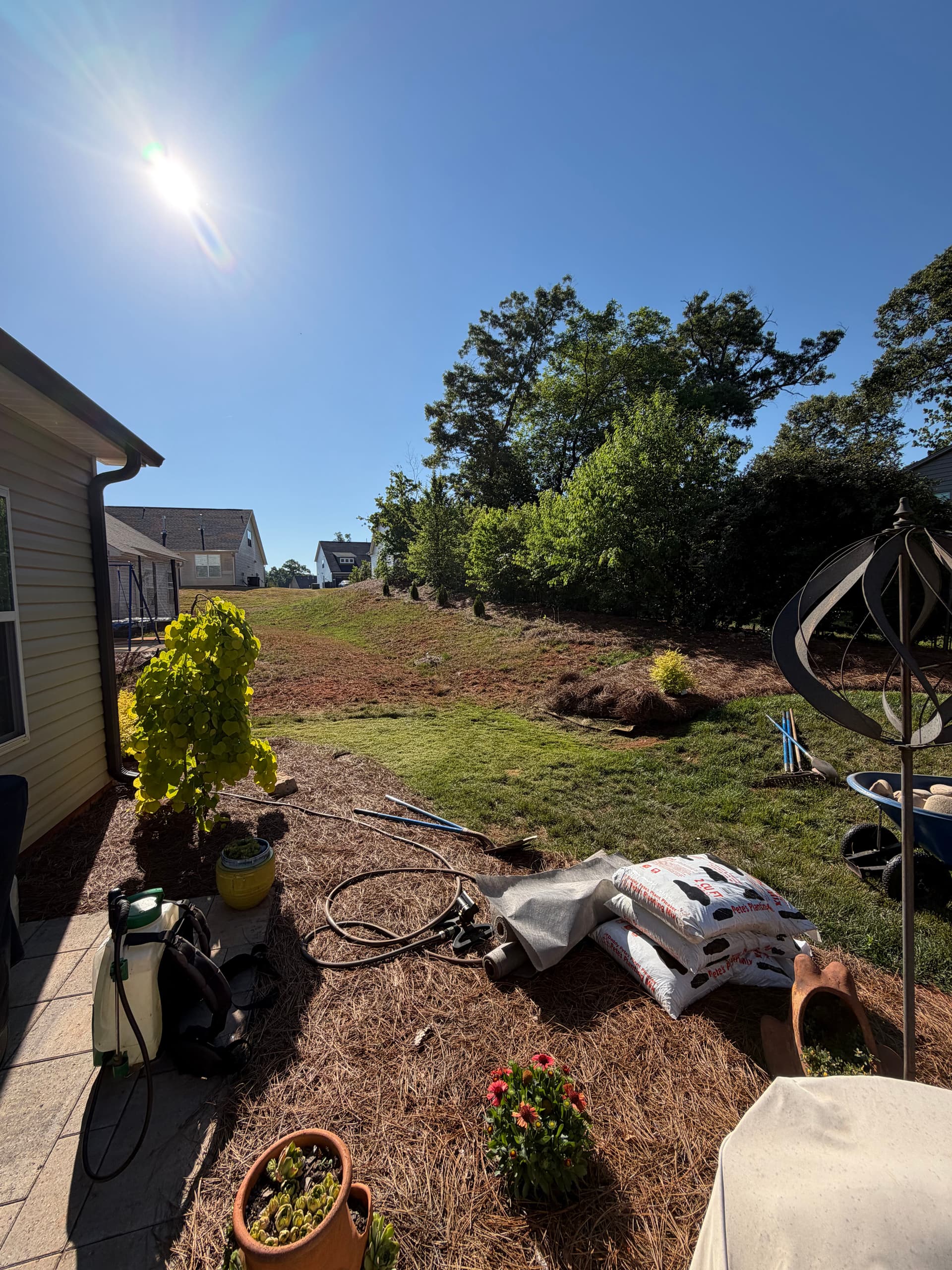 Drainage Fix and Full Landscape Install in Pfafftown