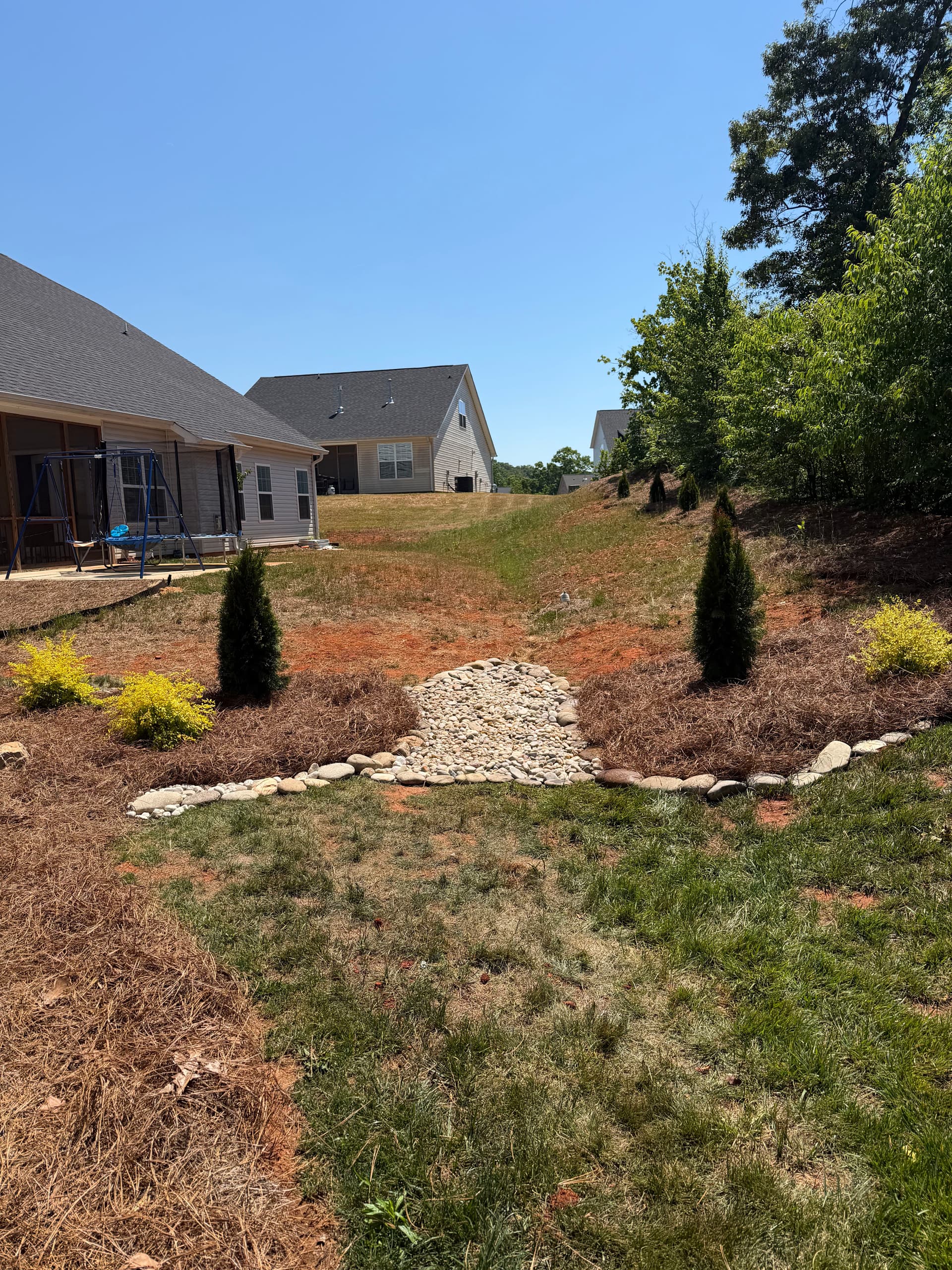 Drainage Fix and Full Landscape Install in Pfafftown